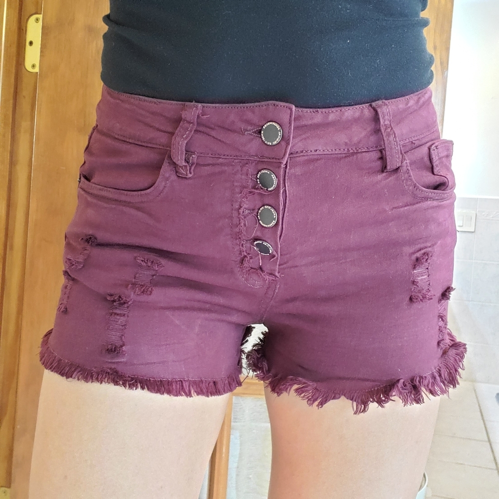 Plum torn shorts